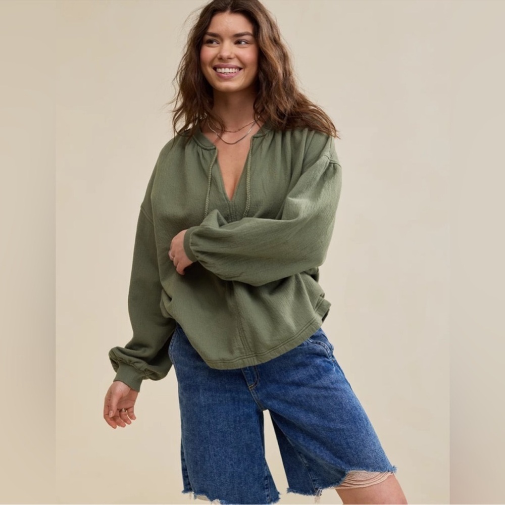 NWT! Aerie Easy Street Oversized Sweatshirt Olive Pullover Long Sleeve Small
